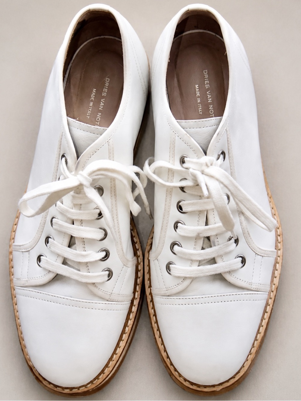 Dries Van Noten White Leather Platform Derby Oxfords EU 37